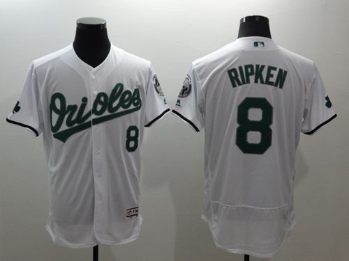 Orioles #8 Cal Ripken White Celtic Flexbase Authentic Collection Stitched MLB Jersey - Click Image to Close